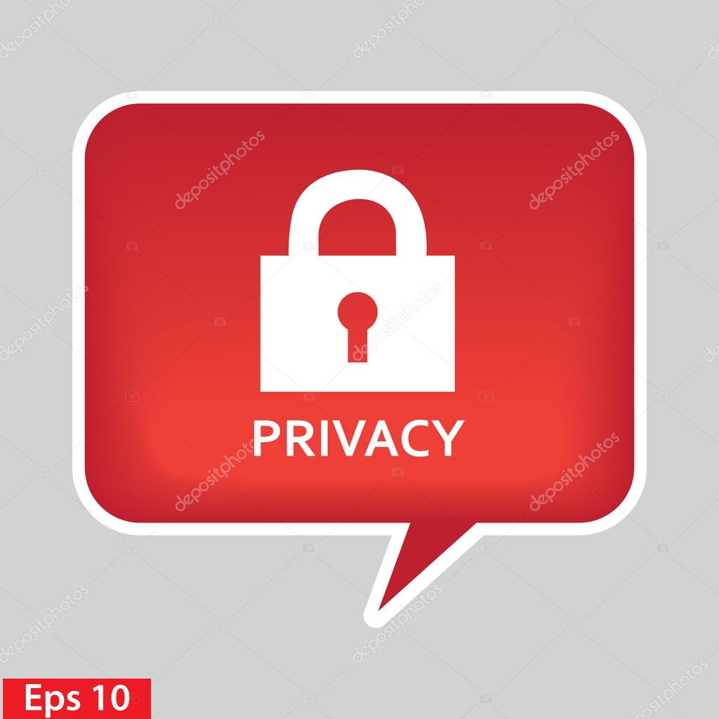 Privacy lock icon, red glossy button — Stock Vector © chortenya 76135417