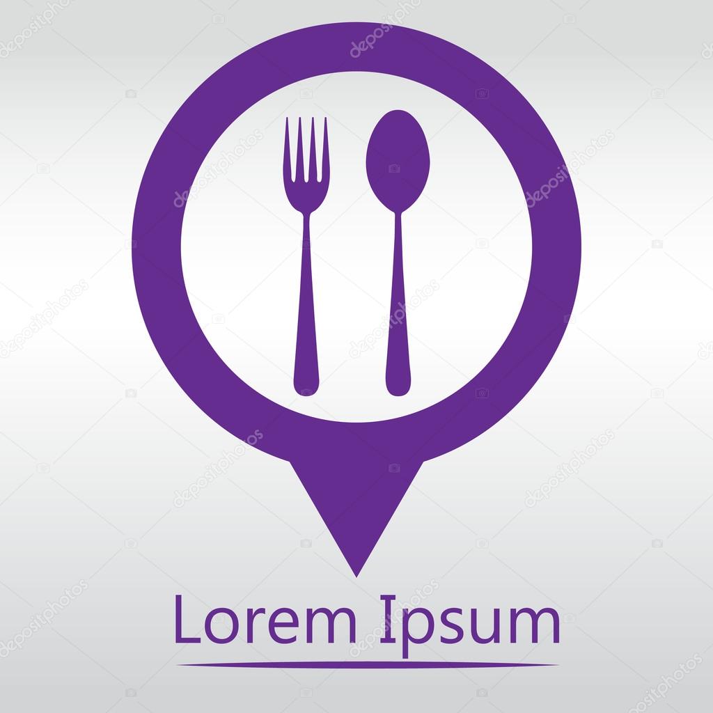 Fork and spoon icon - restaurant sign,. icon map pin