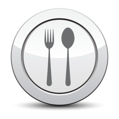 Çatal ve kaşık Icon - Restoran üye, gümüş düğmeye