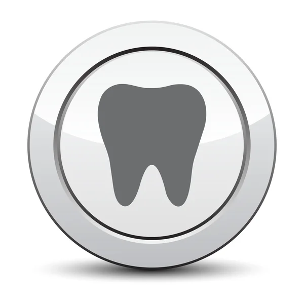 Icono del diente, botón de plata. eps 10 — Vector de stock