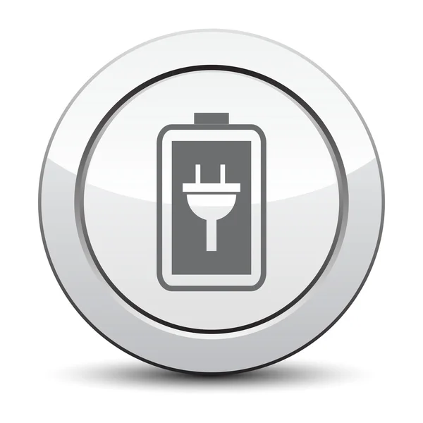 Icona semplice della batteria. Icona carica batteria. pulsante argento — Vettoriale Stock