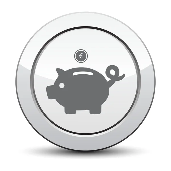 Piggy bank - saving money. silver button — Stock Vector