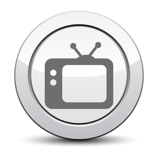Tv-Vektor-Symbol. Retro-TV-Symbol. silberner Knopf — Stockvektor