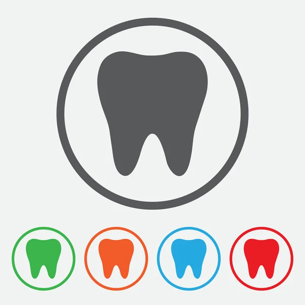Icono del diente, colección de botones redondos — Vector de stock
