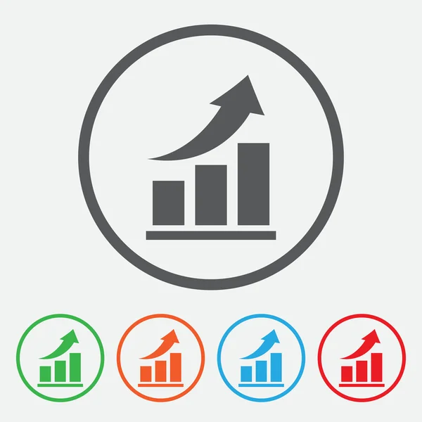 Vetor crescente ícone gráfico. Vetor gráfico do infográfico. Coleção de botão redondo — Vetor de Stock