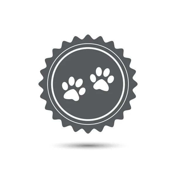 Vintage embleem medaille. Paw teken pictogram. Hond huisdieren stappen symbool. Klassieke platte pictogram. Vector — Stockvector