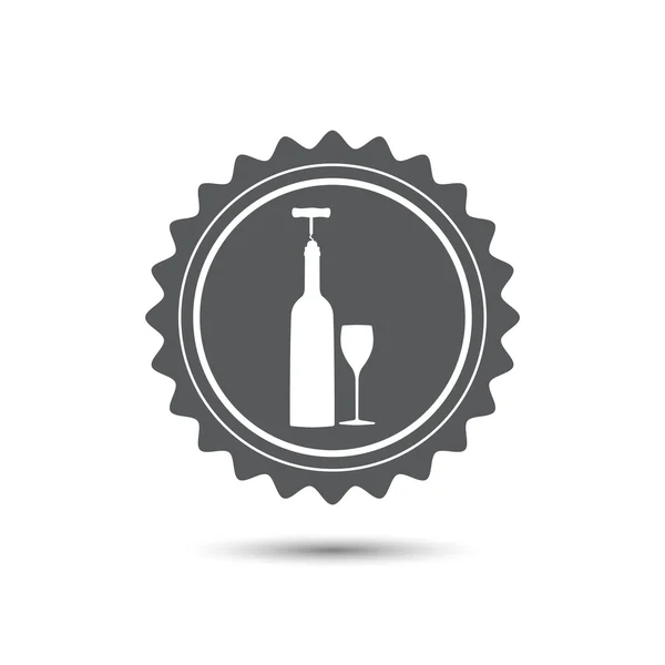 Vintage emblem medal. vector icons related to wine including wine bottle, wine glass, corkscrew. Classic flat icon. Vector — Stock Vector