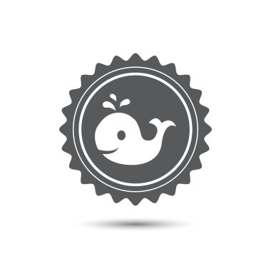 Madalya Vintage amblemi. balina. Klasik düz simgesi. Vektör