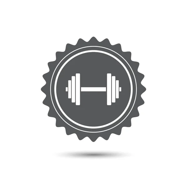 Vintage emblem medal. Sports gym equipment. Dumbbell. Classic flat icon. Vector — Stock Vector