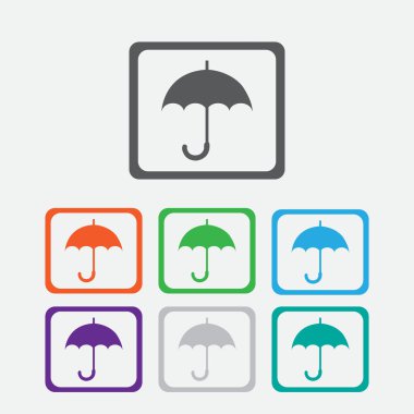 Şemsiye simgesi. EPS 10. çerçeve ile kare düğme