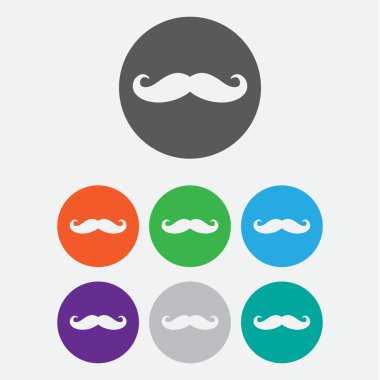 Bıyık. Daire tek düz simgesi. vektör çizim.