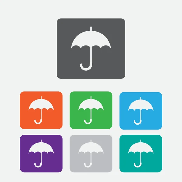 Paraplu pictogram. EPS 10. vierkante knop. — Stockvector