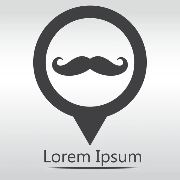 Mustache. Single flat icon. Vector illustration. map pin icon — Stock Vector
