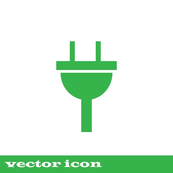 Enchufe signo de electricidad icono. icono verde — Vector de stock