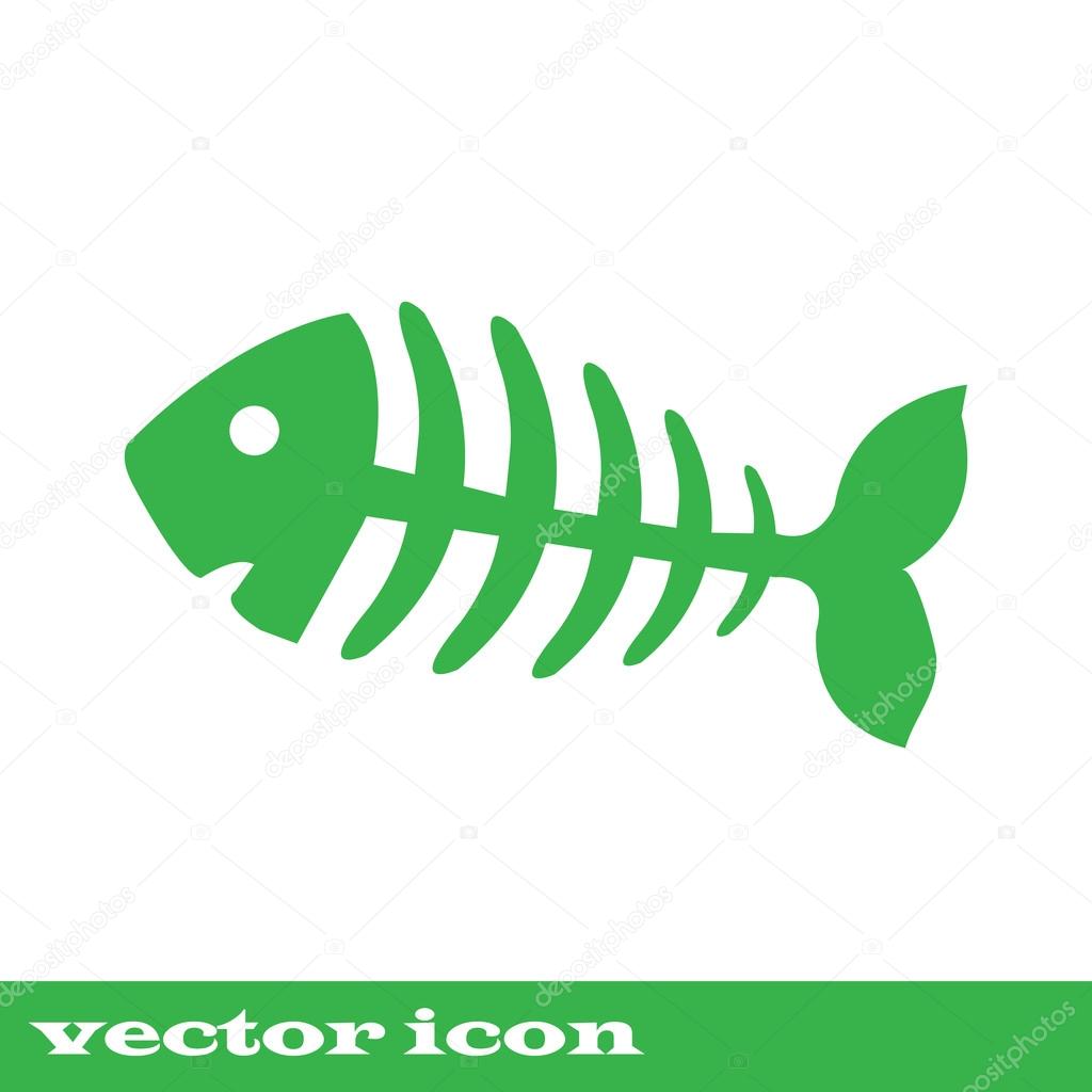 fish bone, fish skeleton.  green icon