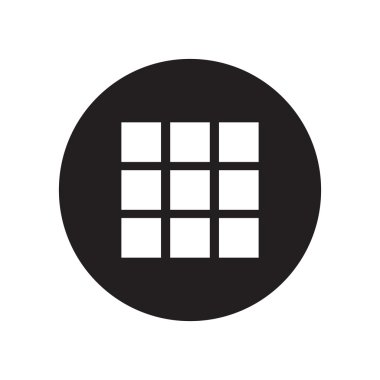 siyah beyaz küçük kılavuz simgesi. Galeri Görünümü seçeneği sembolü. Klasik düz simgesi. Vektör