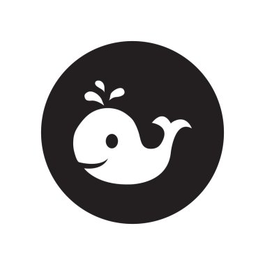 siyah ve beyaz balina. Klasik düz simgesi. Vektör