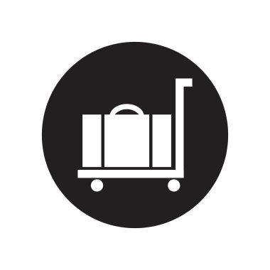 siyah ve beyaz Bagaj arabası. Klasik düz simgesi. Vektör