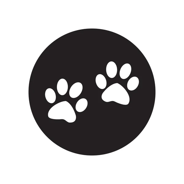 黑色和白色的爪子标志图标。狗宠物步骤符号。经典的平面图标。矢量 — 图库矢量图片