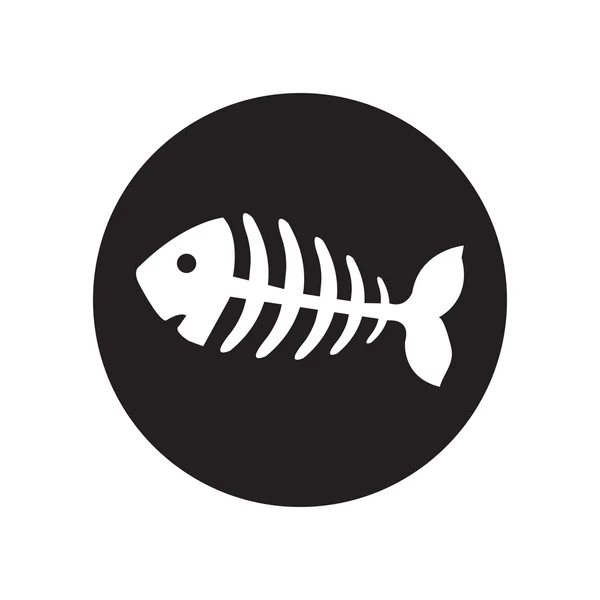 Hueso de color blanco y negro, esqueleto de pescado.Icono plano clásico. Vector — Vector de stock