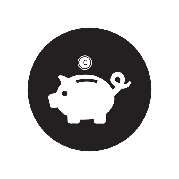 Black and white Piggy bank - saving money. Classic flat icon. Vector — Stock Vector