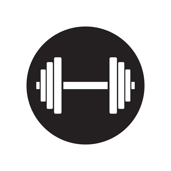 Black and white Sports gym equipment. Dumbbell. Classic flat icon. Vector — Stock Vector