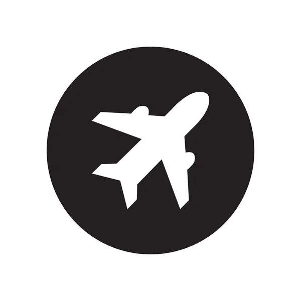 Siyah ve beyaz uçak işareti. Uçak sembolü. Seyahat etmek simge. Uçuş düz etiket. Klasik düz simgesi. Vektör — Stok Vektör