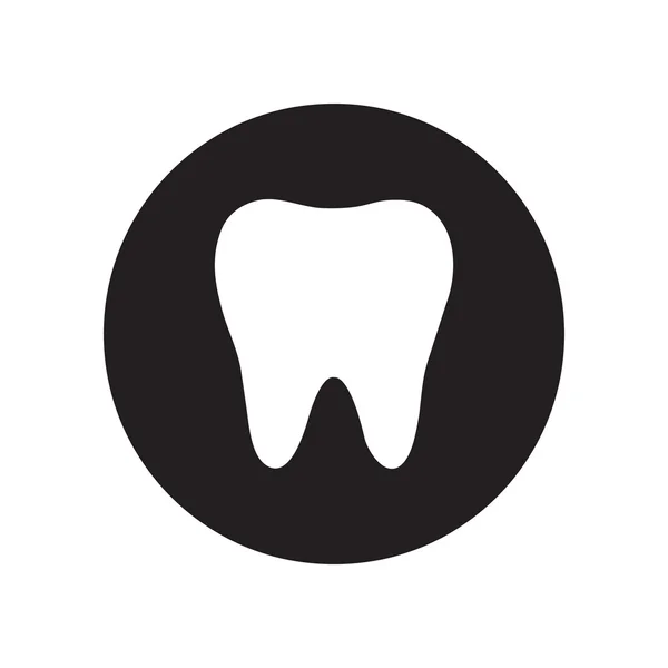 Icono de diente blanco y negro,. Icono plano clásico. Vector — Vector de stock