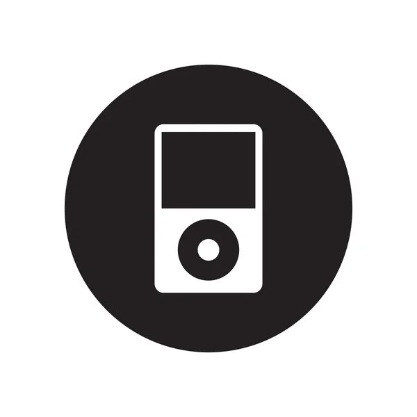 Blanco y negro Icono del reproductor multimedia portátil. Icono plano clásico. Vector — Archivo Imágenes Vectoriales