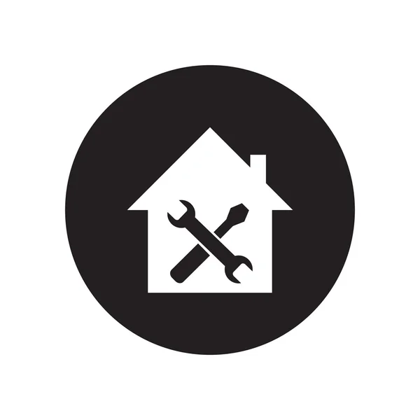 Černé a bílé domácí opravy ikona — Stockový vektor
