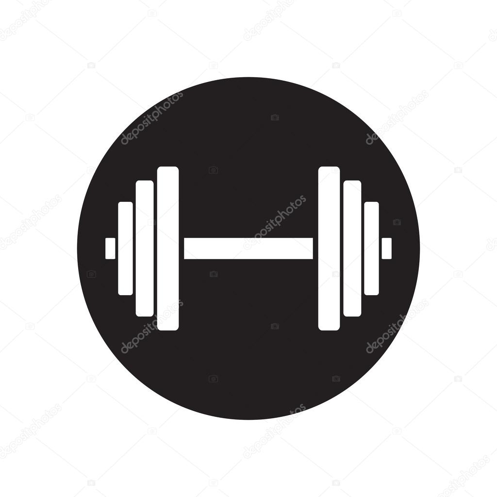 black and white Sports gym equipment. Dumbbell. Classic flat icon. Vector
