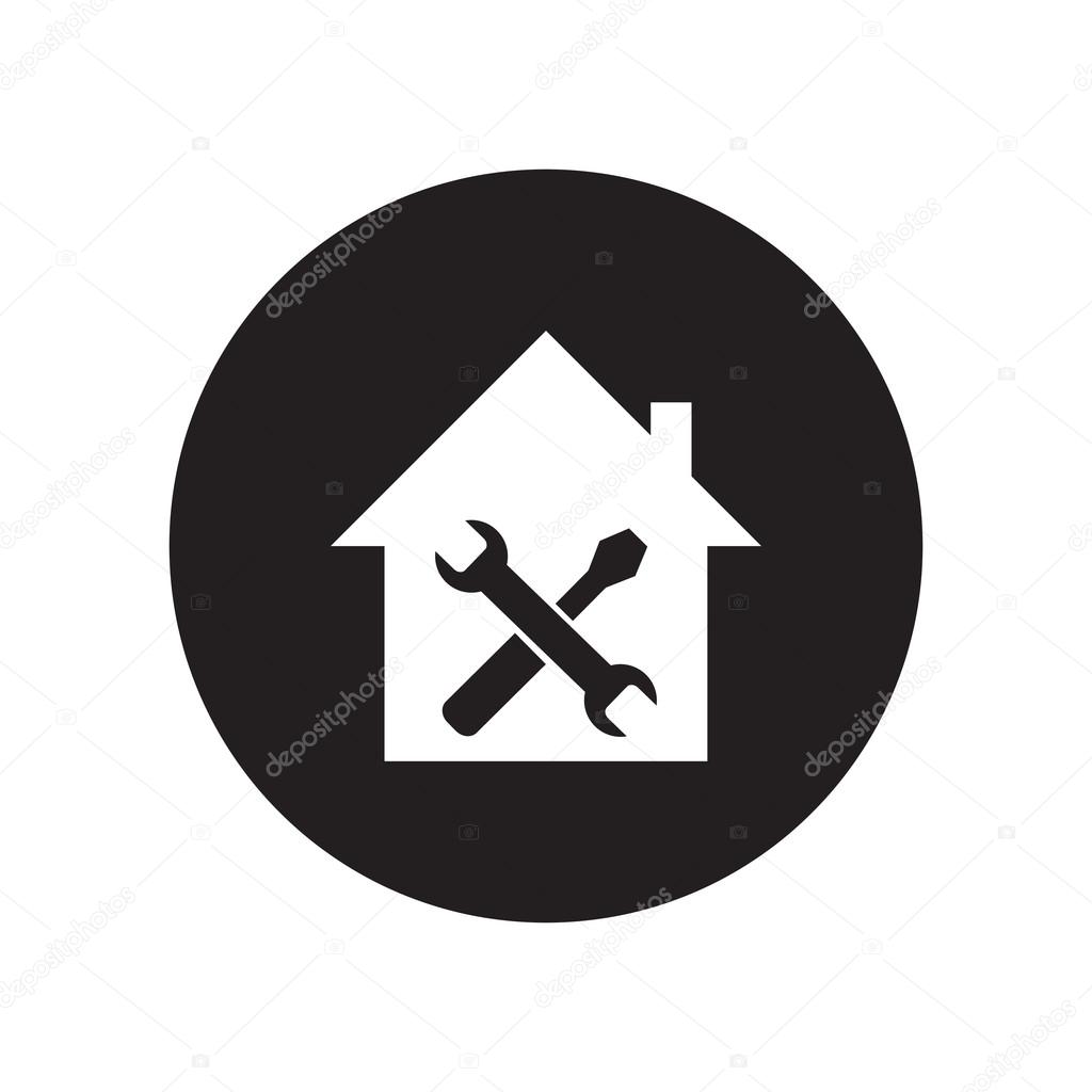 black and white Home repair icon