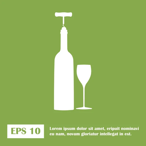 Şarap şarap şişesi, şarap cam, tirbuşon de dahil olmak üzere ilgili simgeler vektör. — Stok Vektör