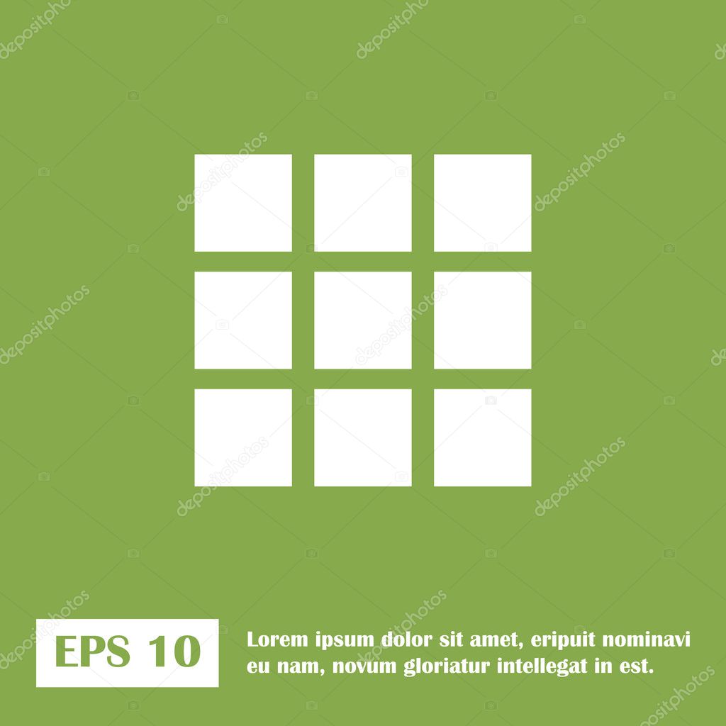  Thumbnails grid icon. Gallery view option symbol. Classic flat icon. Vector. green icon