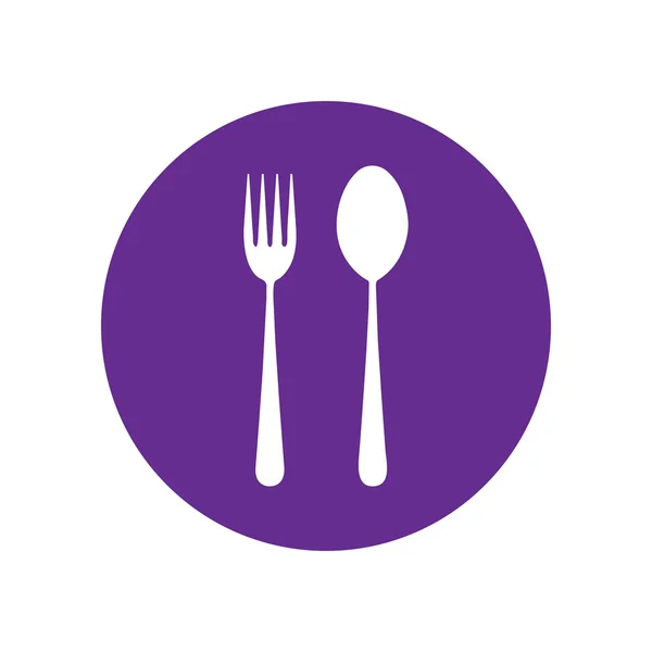 Vidlička a lžíce ikona - restaurant podepsat, fialovou ikonu — Stockový vektor
