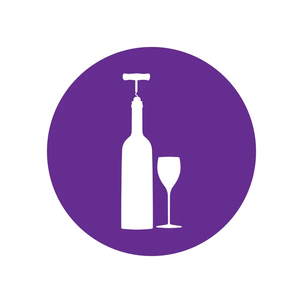 Vector icons related to wine including wine bottle, wine glass, corkscrew. — Stock Vector