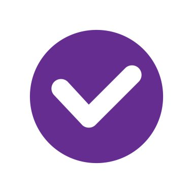 Evet simgesi. Menekşe vektör simgesi
