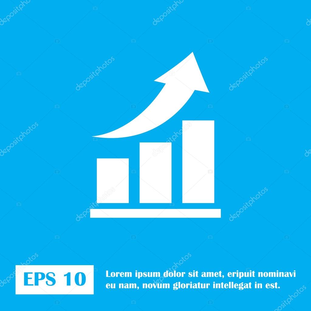 Vector growing graph icon. Infographic chart vector.  blue icon