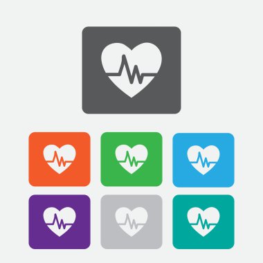 Kalp atışı Ekokardiyografi kalp sınavı şeklinde kalp ve kalp atışı. Yuvarlak Kare Düğmeler