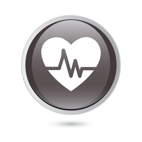 Heartbeat echocardiografie cardiale examen vorm van hart en hartslag. zwarte knop — Stockvector