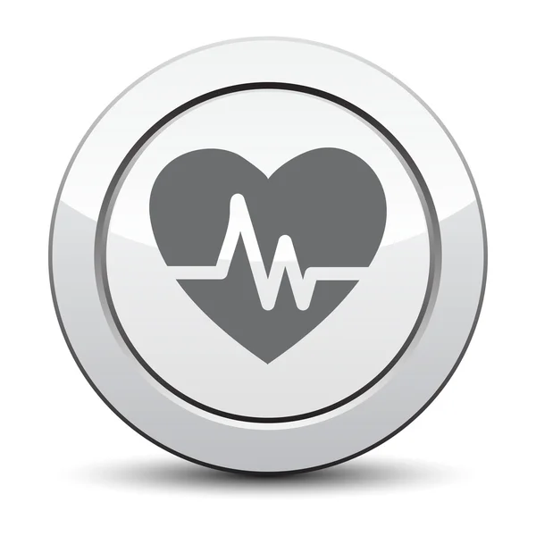 Heartbeat echocardiografie cardiale examen vorm van hart en hartslag. Zilveren knop — Stockvector