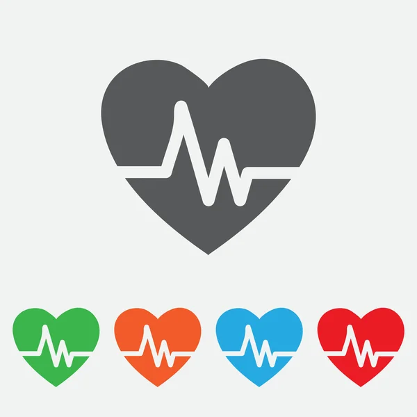 Heartbeat echocardiografie cardiale examen vorm van hart en hartslag. kleurrijke pictogram — Stockvector