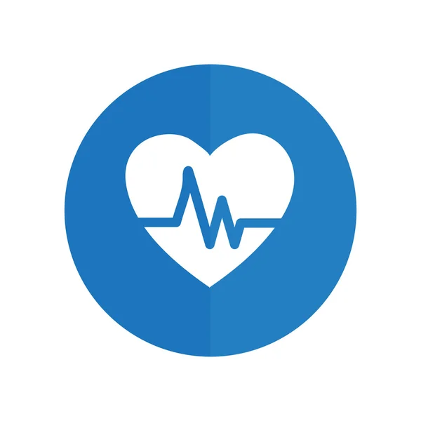 Heartbeat echocardiografie cardiale examen vorm van hart en hartslag. blauwe knoop — Stockvector