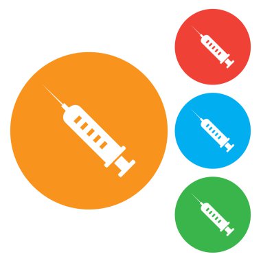 şırınga simgeler vektör. Yuvarlak düğmesi koleksiyonu.