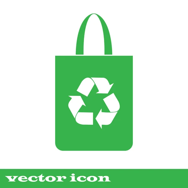 Saco Eco, Saco com símbolo de reciclagem - Vetor. ícone verde — Vetor de Stock