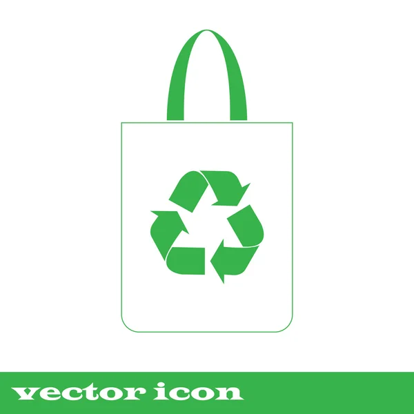 Saco Eco, Saco com símbolo de reciclagem - Vetor. ícone verde — Vetor de Stock