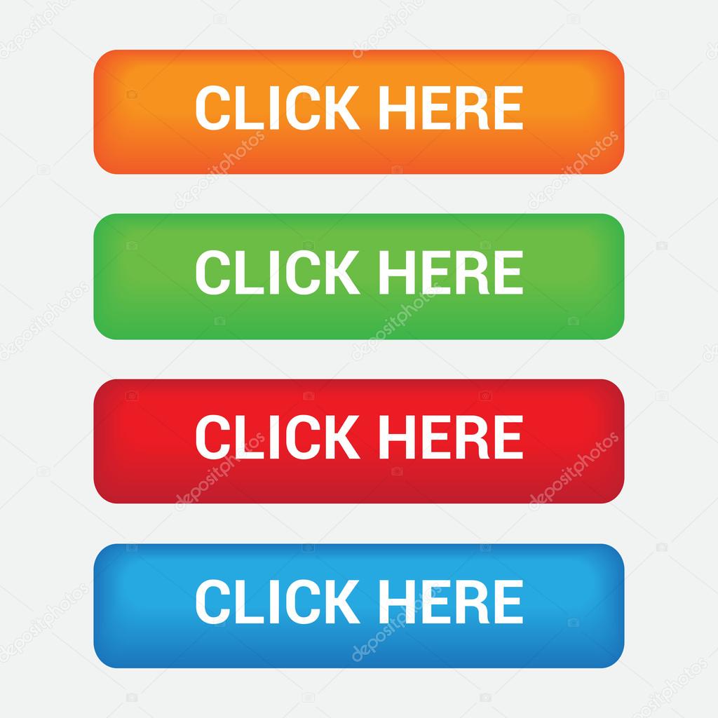 Click Here Buttons. 4 icons set. Vector