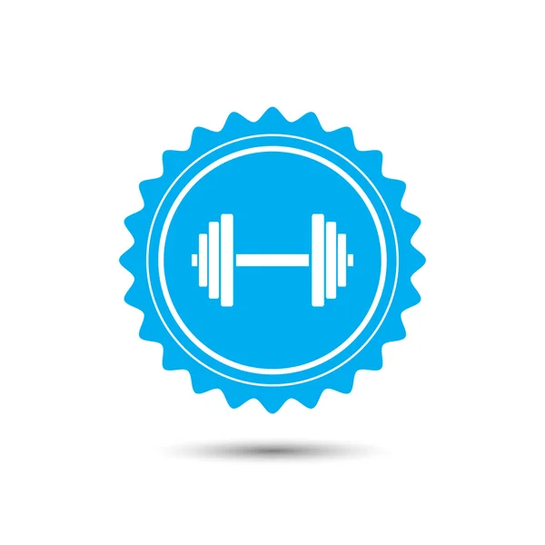 Vintage emblem medal. Sports gym equipment. Dumbbell. Classic flat icon. Vector — Stock Vector