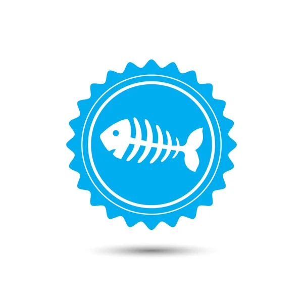 Medalla de emblema vintage. hueso de pescado, esqueleto de pescado.Icono plano clásico. Vector — Vector de stock