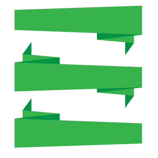 緑の折り紙のバナー、ベクトル図のセット — ストックベクタ